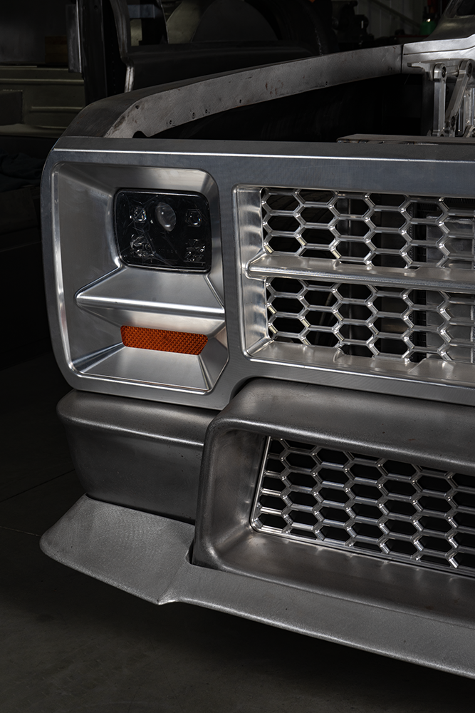 scotts hotrods 84 D100 one-off CNC billet aluminum grill