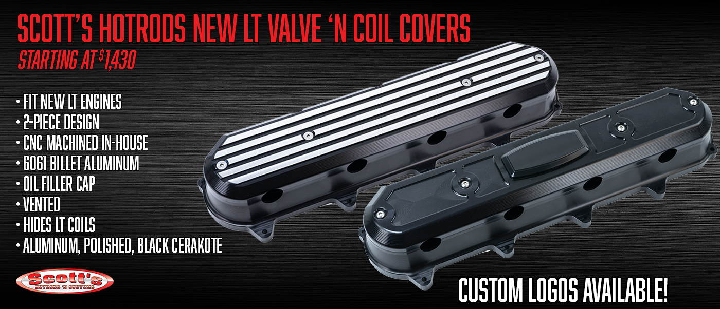 CNC milled GM LT Valve covers billet parts in Scott’s Hotrods manufacturing facility