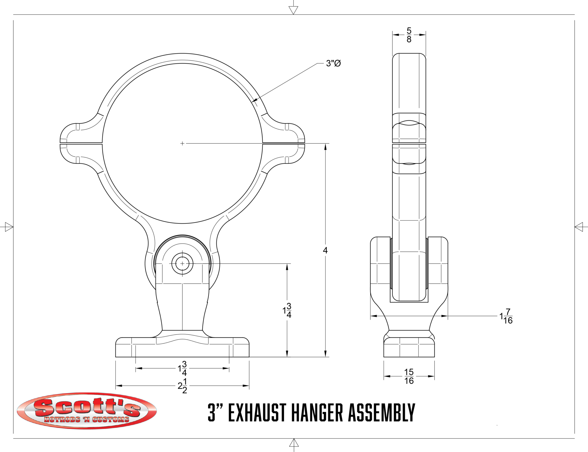 scotts hotrods cnc machined billet aluminum exhaust hangers