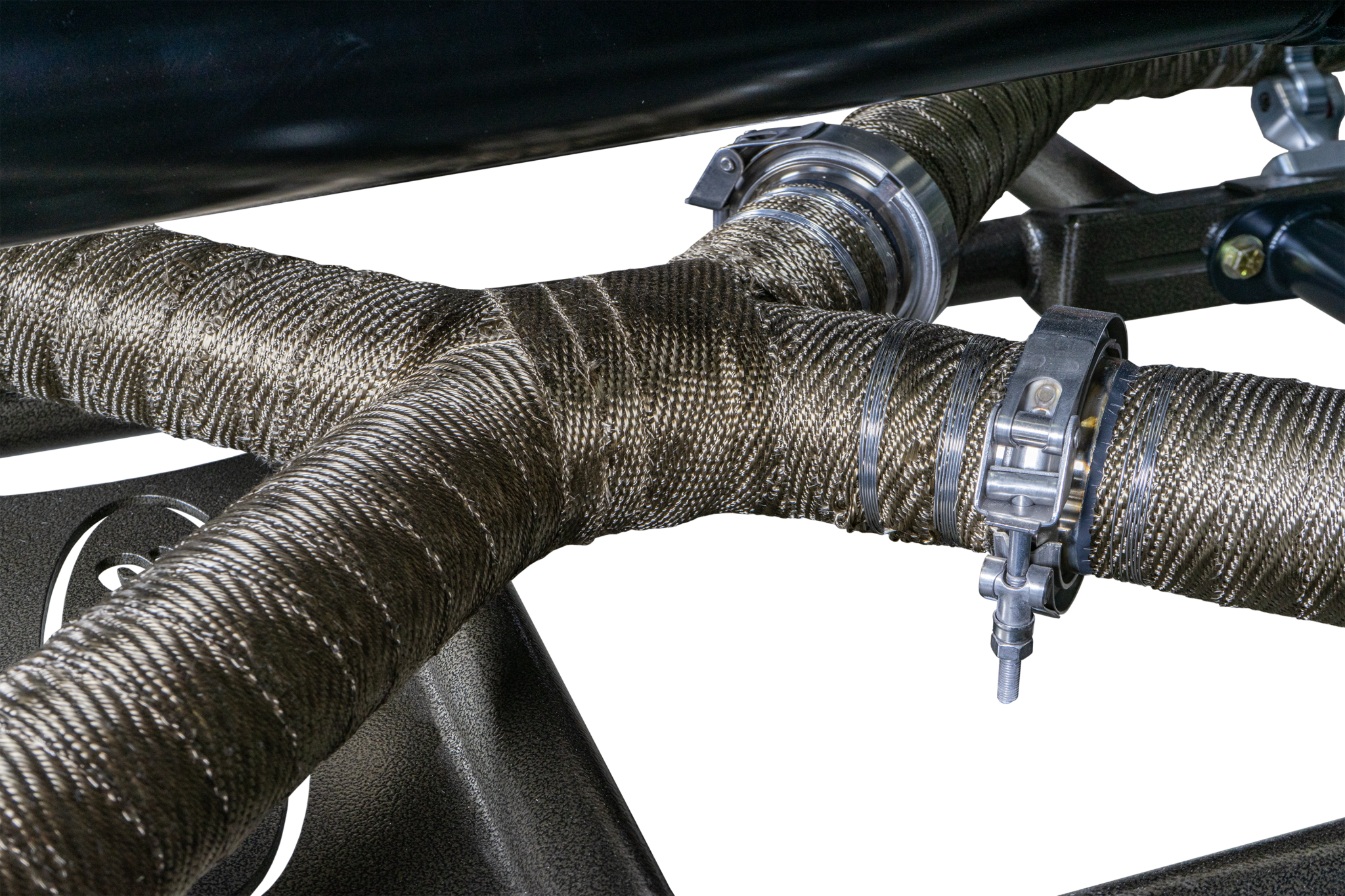 custom stainless exhaust with exhaust wrap