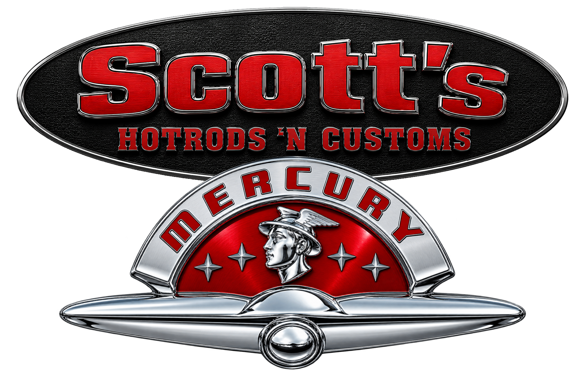 scotts hotrods custom merc chassis badge