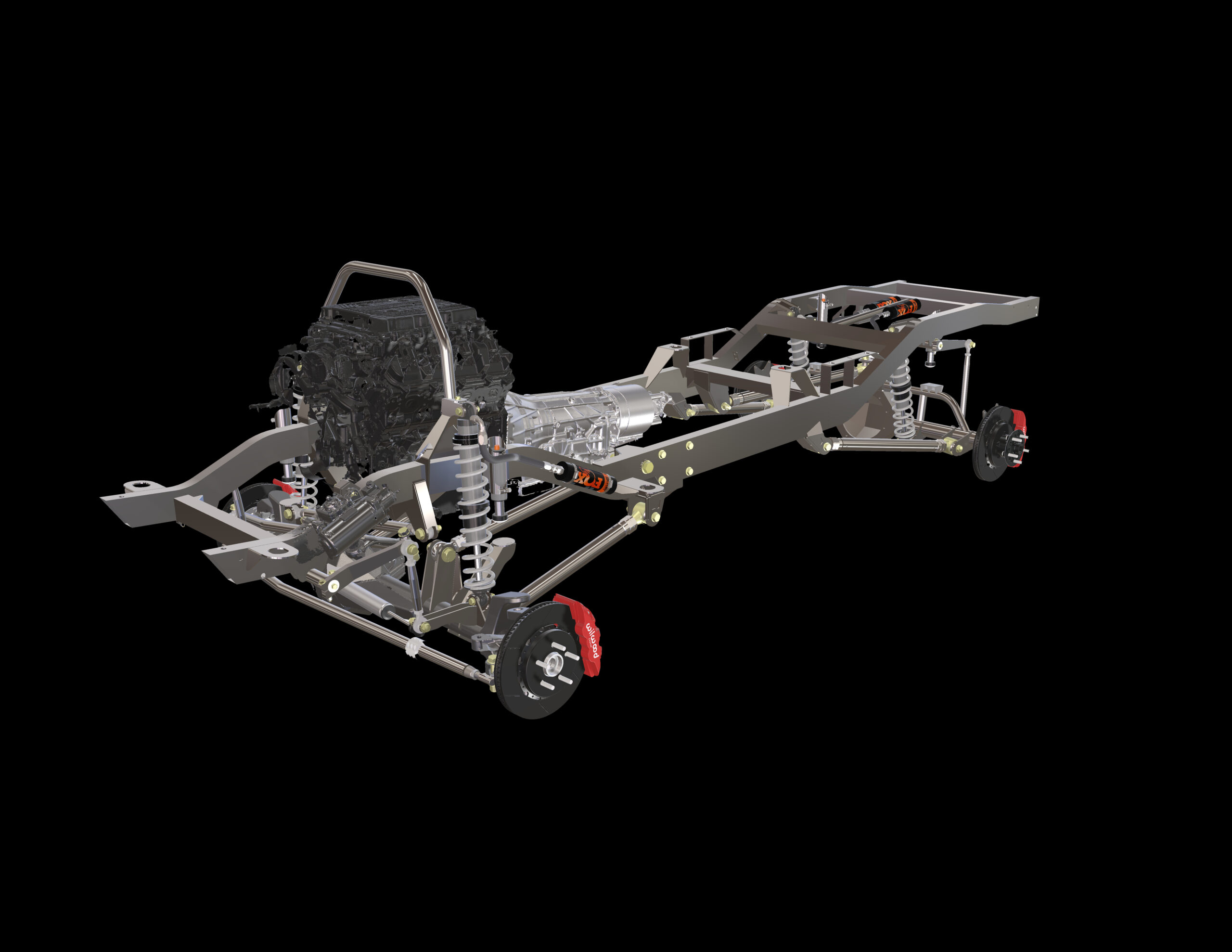 Scott's Hotrods ApeX4 custom 4x4 chassis for 1980-1987 Chevy K10 with 4-Link suspension and FOX coilovers